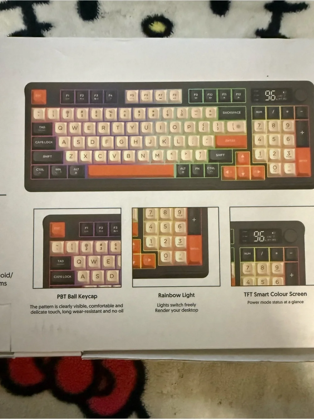 Freewolf 96-Key Mechanical Keyboard — Cream, Brown & Gray